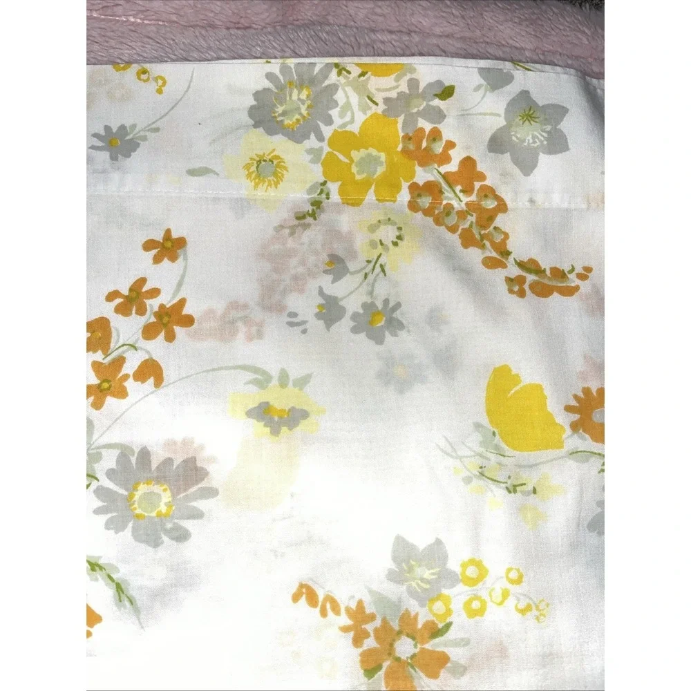 Vtg Pair Of Pillowcases Sears Roebuck Perma Prest‎ Muslim Floral Flower Yellow
